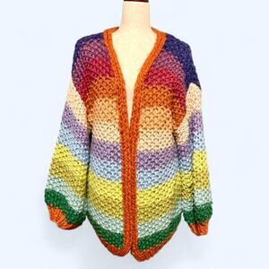 Nwot rainbow crochet anthropologie frnch cardigan